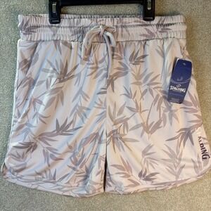 Spalding Athletic Shorts Womens Medium Lilac Bamboo Mesh Gym Essentials NEW